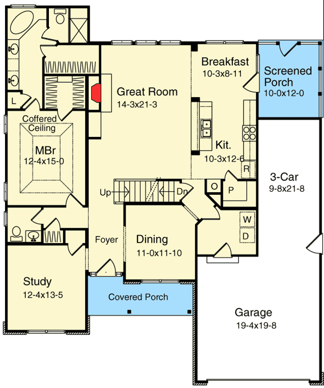 Plan 2230SL: Two-Story Great Room - Floor Plan - Main Level - Traditional