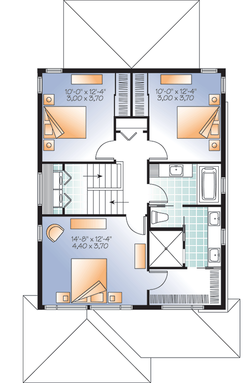 Plan 22306DR: Modern Look for Narrow Lot - Floor Plan - 2nd Floor - Contemporary, Northwest