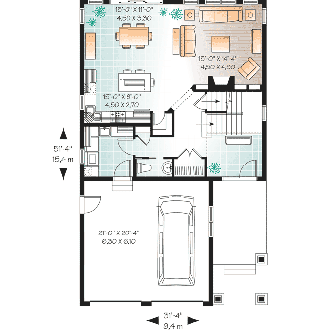 Plan 22309DR: Northwest Craftsman Home Pan with 4 or 5 Bedrooms - Floor Plan - Main Level - Craftsman, Northwest