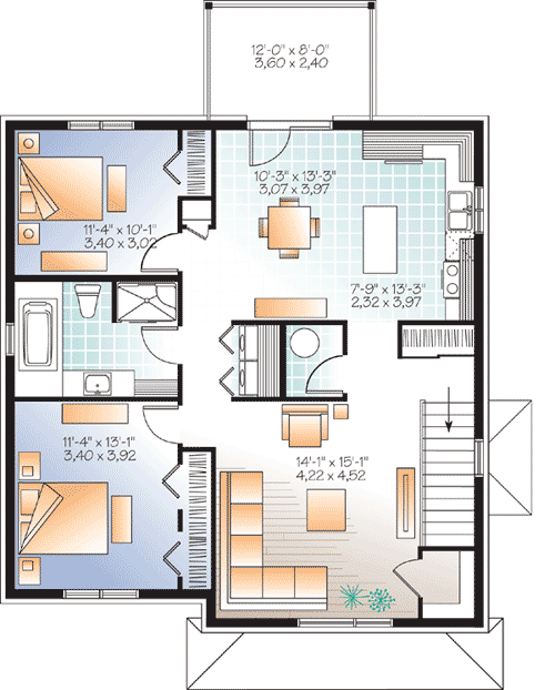 Plan 22325DR: Stylish Contemporary Triplex House Plan - Floor Plan - 2nd Floor