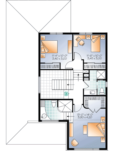 Plan 22336DR: 34'-Wide Northwest Contemporary Home Plan with Wide Welcoming Porch - Floor Plan - 2nd Floor - Contemporary, Craftsman, Northwest
