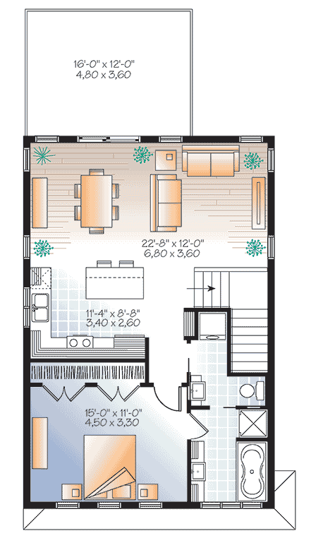 Plan 22389DR: Vacation Escape With Back Views - Floor Plan - 2nd Floor - Carriage, Coastal, Vacation