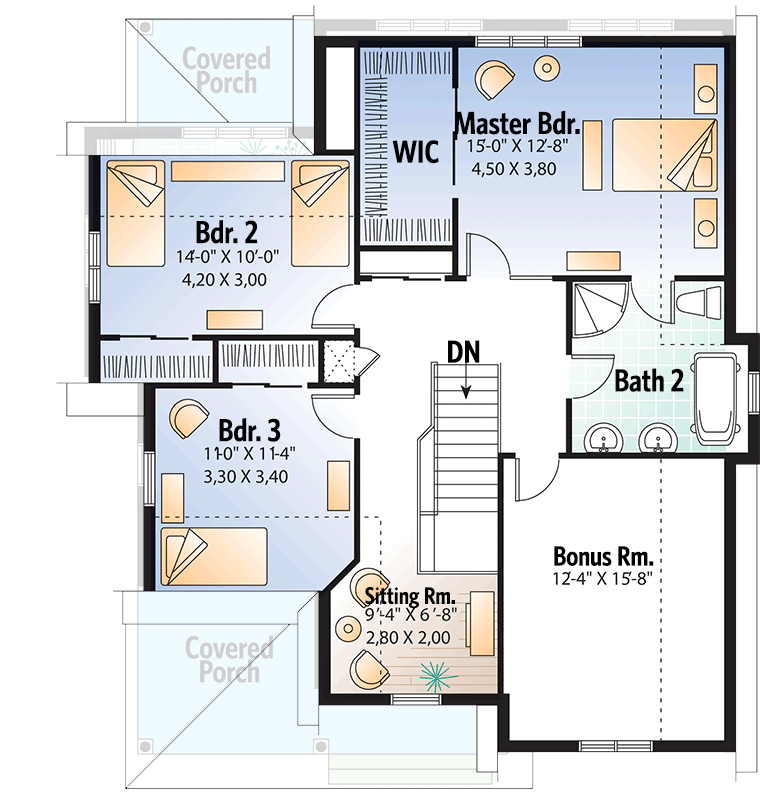 Plan 22393DR: Two Porches and an Open Floor Plan - Floor Plan - 2nd Floor - Cottage, Country