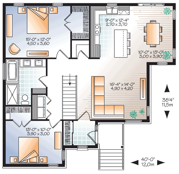 Plan 22395DR: 2 Bed Comapct Modern Home Plan - Floor Plan - Main Level - Contemporary, Northwest