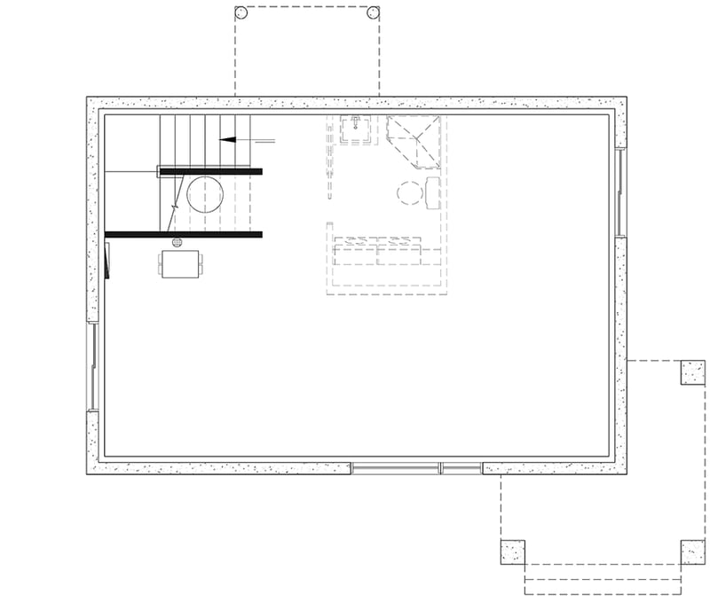 Plan 22399DR: Two Bedroom Contemporary - Floor Plan - Unfinished Basement - Contemporary, Modern