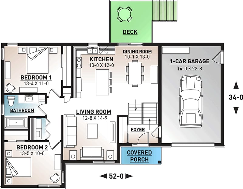 Plan 22426DR: Contemporary Split-Level House Plan - Floor Plan - Main Level - Contemporary