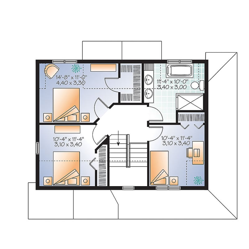 Plan 22435DR: Handsome Two-Story Traditional House Plan - Floor Plan - 2nd Floor - Traditional