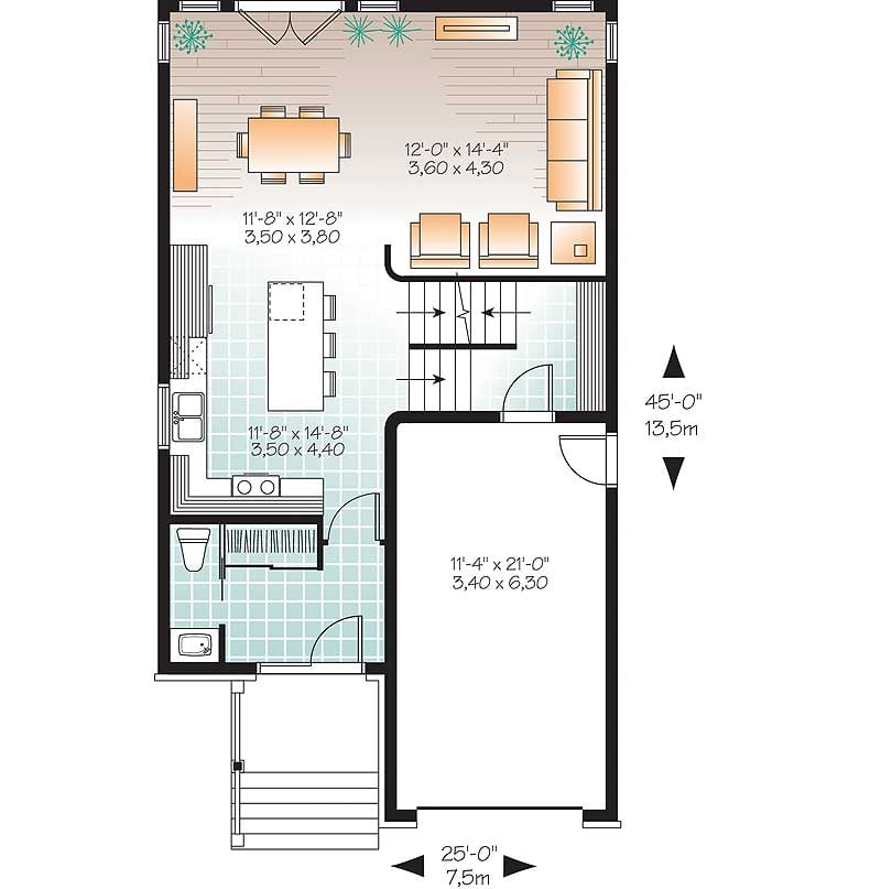 Plan 22438DR: Three Bedroom Northwest House Plan - Floor Plan - Main Level - Northwest