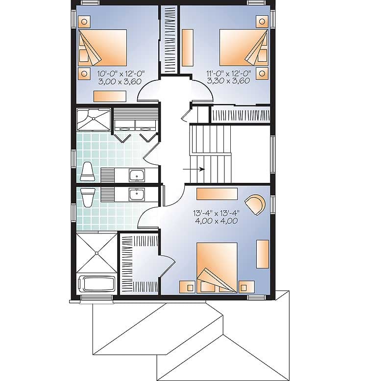 Plan 22438DR: Three Bedroom Northwest House Plan - Floor Plan - 2nd Floor - Northwest