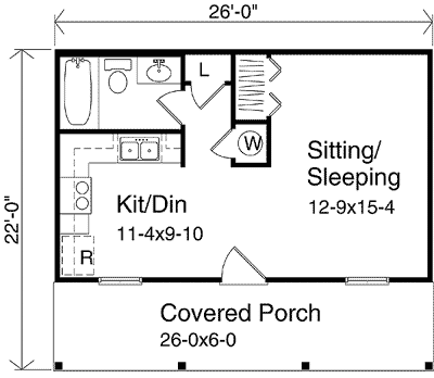 Plan 2261SL: Coziest Country Cabin - Floor Plan - Main Level - Country, Ranch