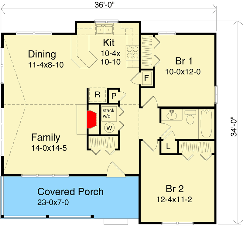 Plan 2291SL: Cottage with Vaulted Ceilings - Floor Plan - Main Level - Cottage, Country, Vacation