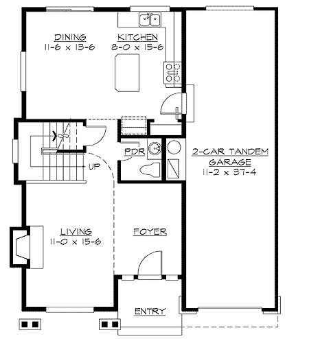 Plan 23005JD: Two Bedroom Traditional House Plan - Floor Plan - Main Level - Northwest, Traditional