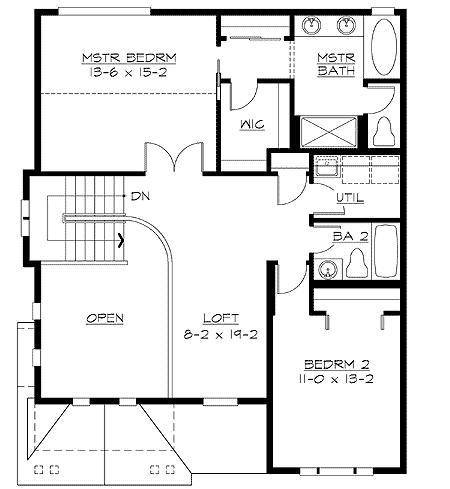 Plan 23005JD: Two Bedroom Traditional House Plan - Floor Plan - 2nd Floor - Northwest, Traditional