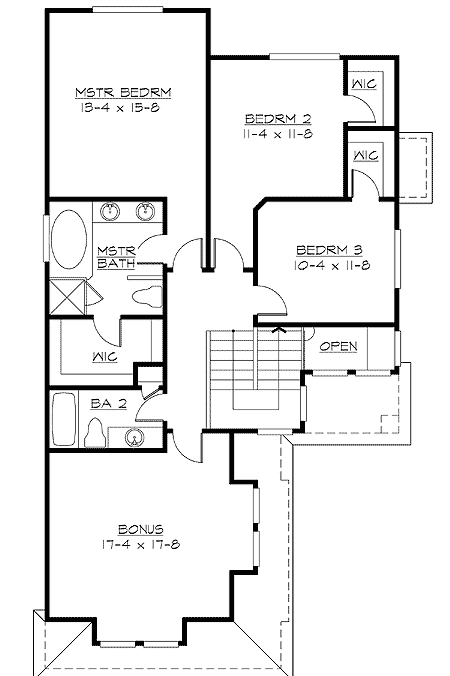 Plan 23013JD: 2-Story House Plan with Flex Room and Front-Facing Garage - 2127 Sq Ft - Floor Plan - 2nd Floor - Craftsman, New American, Northwest