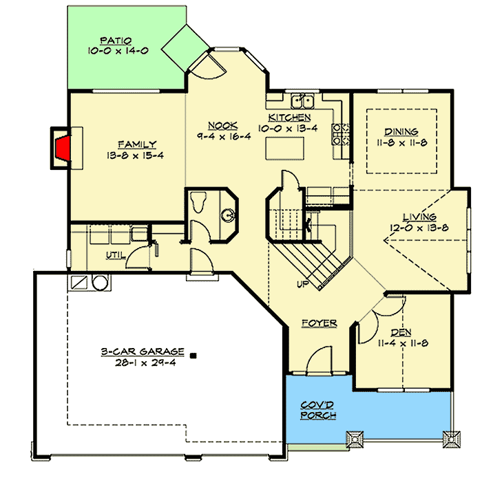 Plan 23036JD: Craftsman House Plan With Upstairs Options - Floor Plan - Main Level - Craftsman, Northwest