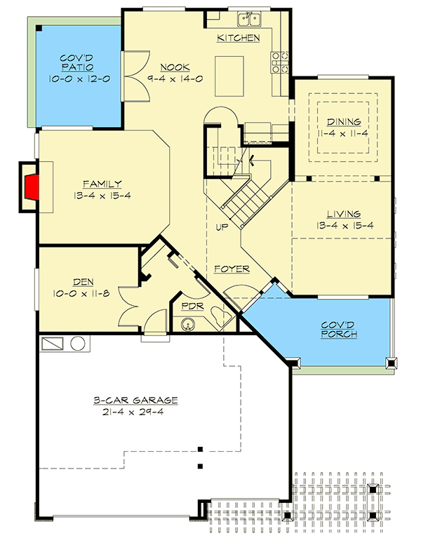 Plan 23038JD: Craftsman House Plan with Angled Foyer - Floor Plan - Main Level - Craftsman, Northwest