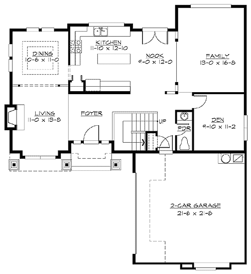 Plan 23051JD: Spacious Northwest Home Plan - Floor Plan - Main Level - Craftsman, Northwest