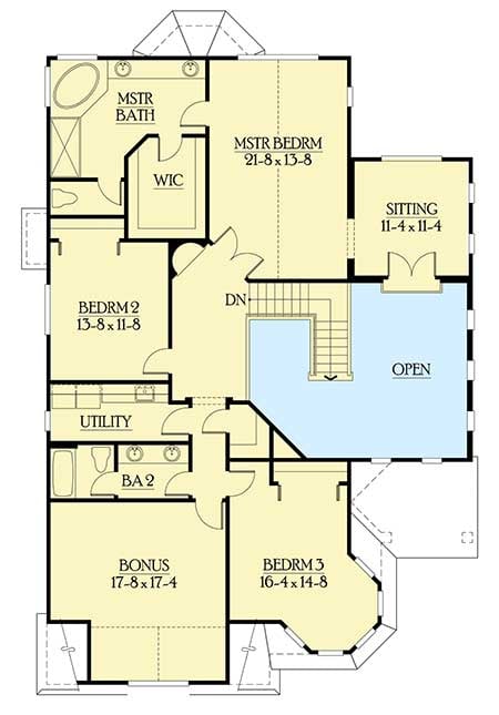 Plan 23088JD: Windowed Tower Adds Curb Appeal - Floor Plan - 2nd Floor - Country, Craftsman, Northwest