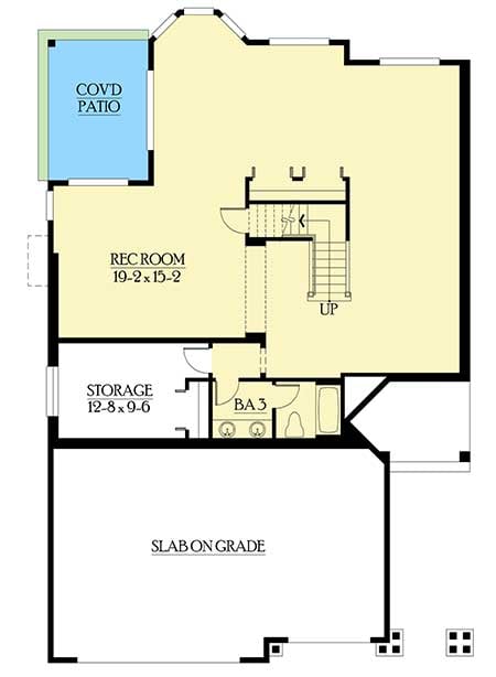 Plan 23089JD: Eclectic Craftsman House Plan With Angled Foyer - Floor Plan - Lower Level - Craftsman, Northwest