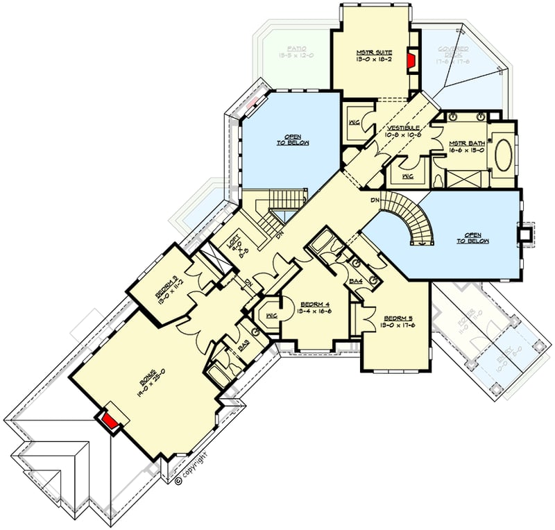 Plan 2309JD: Luxury Craftsman House Plan - Floor Plan - 2nd Floor - Craftsman, Mountain, Northwest, Rustic, Traditional