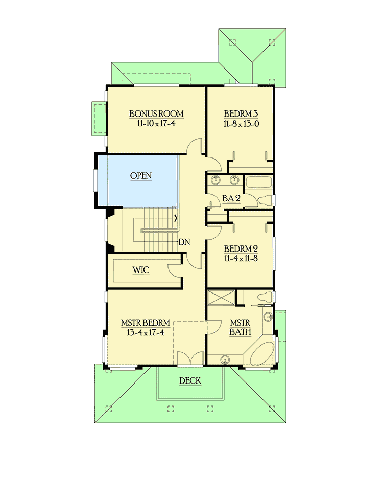 Plan 23090JD: Perfect for Narrow or Alley Lots - Floor Plan - 2nd Floor - Craftsman, Northwest