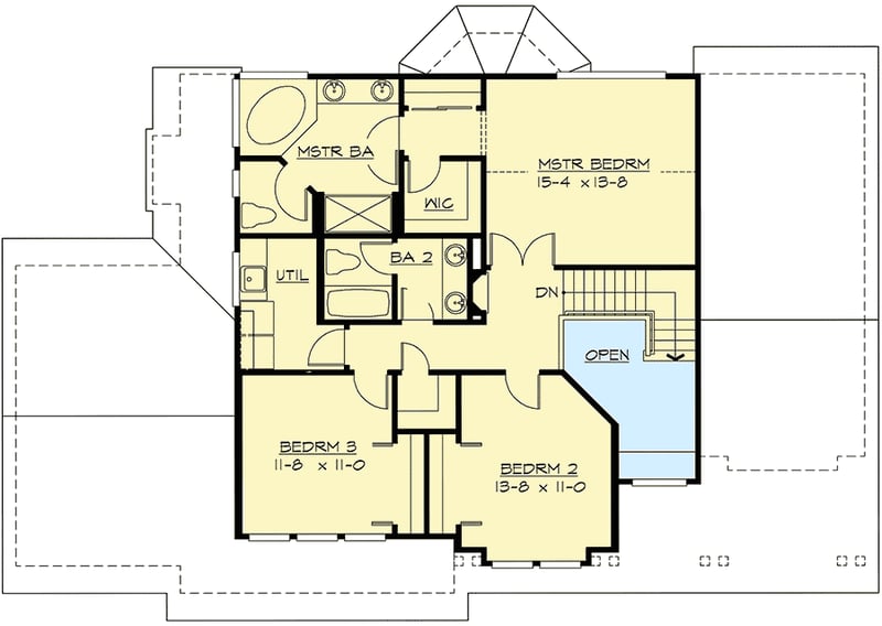 Plan 2310JD: 3-Bed Craftsman House Plan with a 3-Car Garage - Floor Plan - 2nd Floor - Craftsman, New American, Northwest