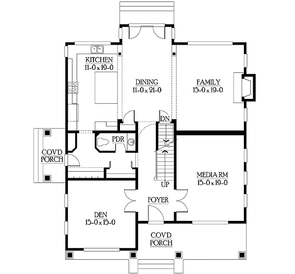 Plan 23113JD: Open Floor Plan with a Craftsman Facade - Floor Plan - Main Level - Bungalow, Craftsman, Northwest