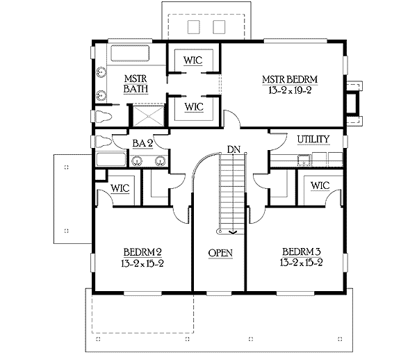 Plan 23113JD: Open Floor Plan with a Craftsman Facade - Floor Plan - 2nd Floor - Bungalow, Craftsman, Northwest
