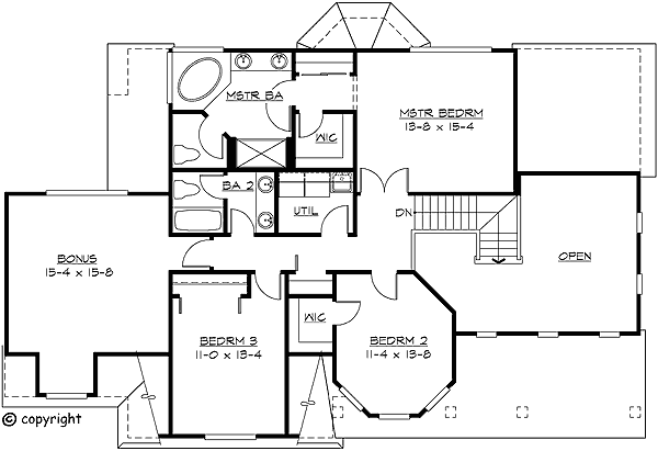 Plan 2312JD: Terrific Northwest Craftsman Home - 2560 Sq Ft - Floor Plan - 2nd Floor - Craftsman, Northwest, Shingle