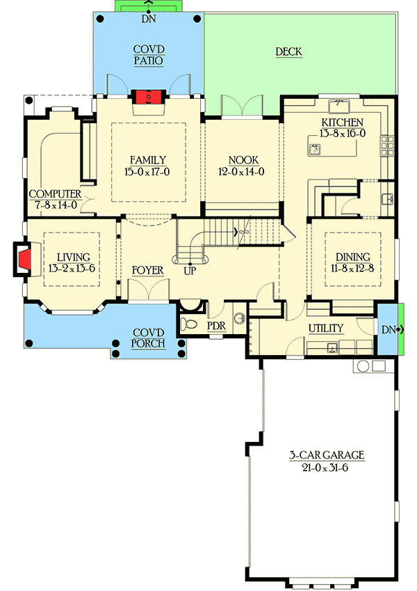 Plan 23165JD: Old World Facade with Modern Floor Plan - Floor Plan - Main Level - Craftsman, Northwest, Shingle