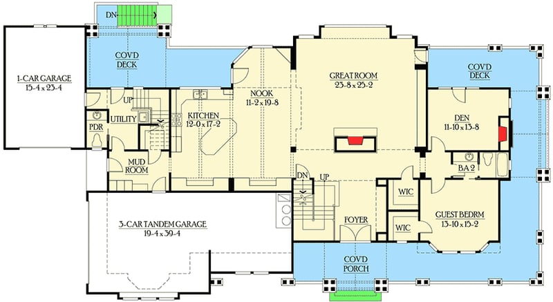 Plan 23180JD: Luxury Craftsman House Plan with Options - Floor Plan - Main Level - Country, Craftsman, Northwest