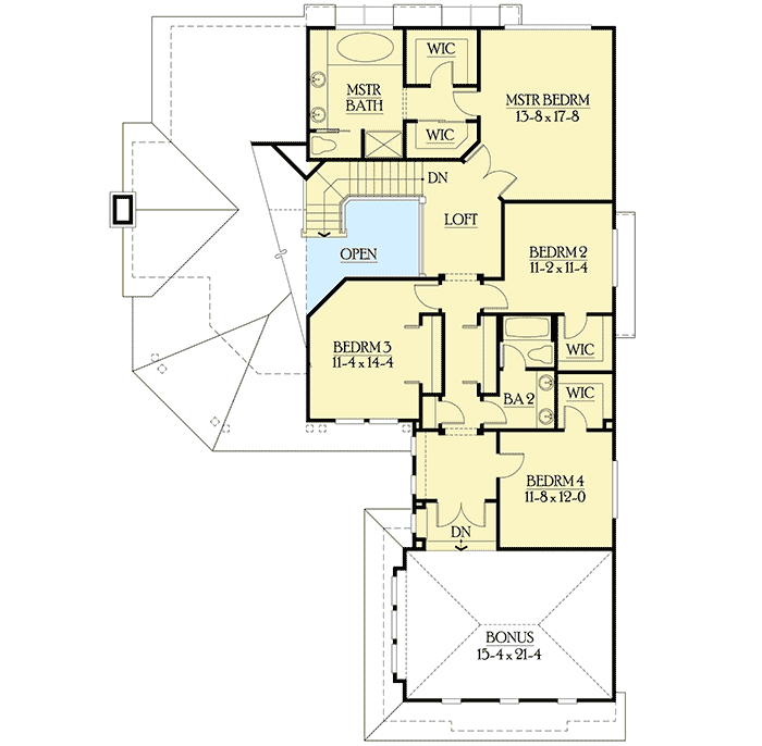 Plan 2320JD: Spacious Design With Craftsman Touches - Floor Plan - 2nd Floor - Country, New American, Northwest
