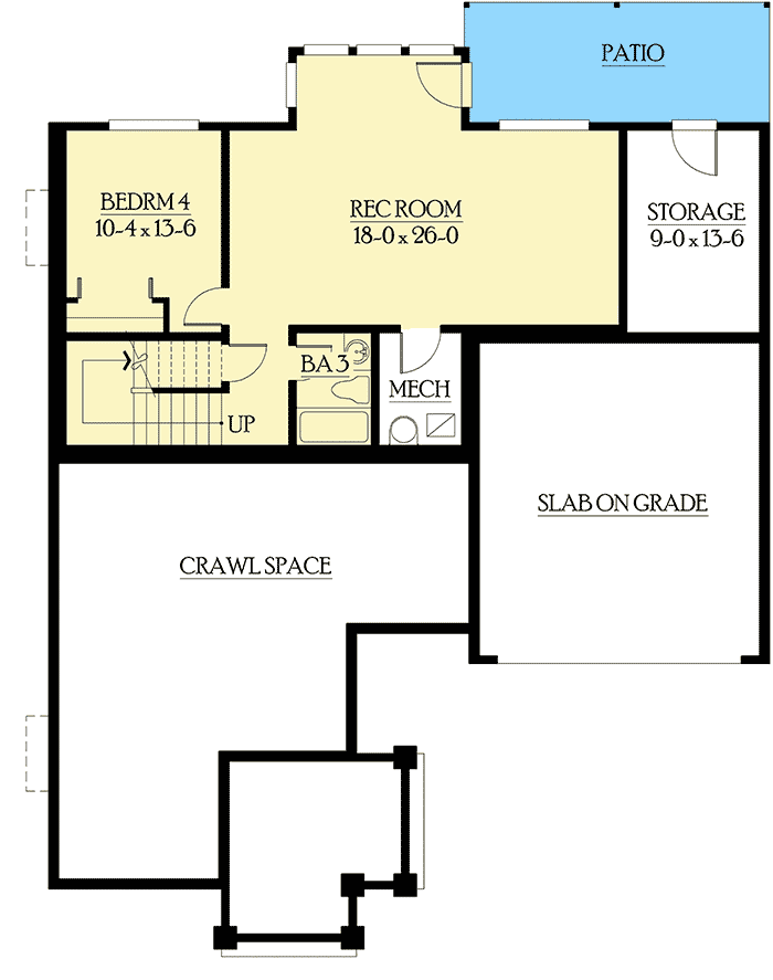 Plan 23242JD: Unique Two-Story Entry - Floor Plan - Lower Level - Craftsman, Mountain, Northwest