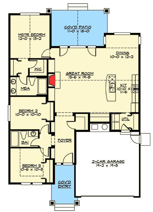 Plan 23259JD: Simple Craftsman Cottage with Options - 1488 Sq Ft - Floor Plan - Main Level - Cottage, Craftsman