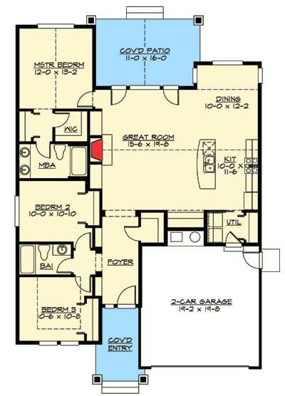 Plan 23260JD: Simple Craftsman Ranch with Options - Floor Plan - Main Level - Craftsman, Ranch