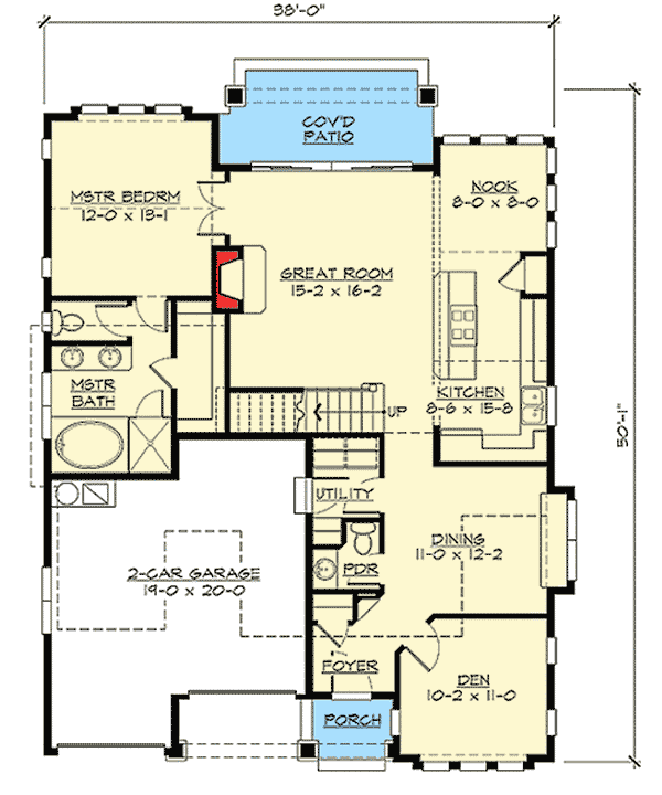 Plan 23294JD: Great Craftsman Detailing - Floor Plan - Main Level - Bungalow, Cottage, Craftsman, Northwest