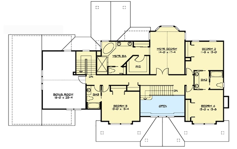 Plan 23310JD: Craftsman Home Plan with Sturdy Covered Entry - Floor Plan - 2nd Floor - Craftsman, New American, Northwest
