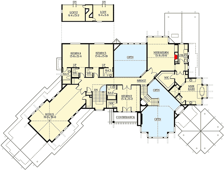 Plan 23315JD: Hidden Lofts over Children's Bedrooms - Floor Plan - 2nd Floor - Craftsman, Northwest