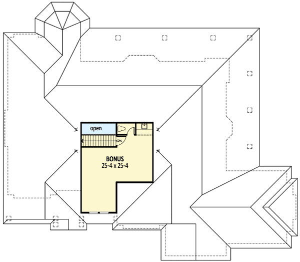 Plan 23320JD: Modern Rambler with Upstairs Bonus Room - Floor Plan - Bonus - Craftsman, Northwest