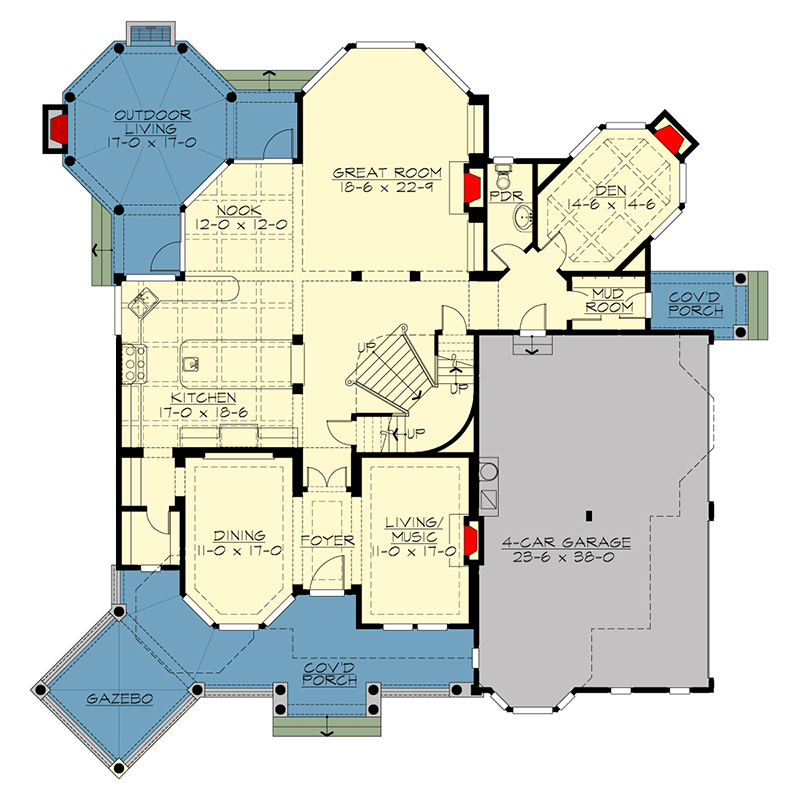 Plan 23361JD: Grandeur in Many Versions - Floor Plan - Main Level - Northwest, Shingle, Victorian