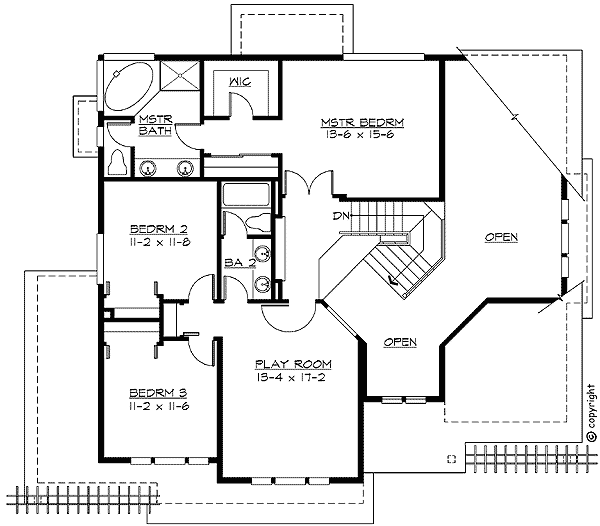 Plan 2338JD: 2-Story Open Living & Dining Rooms - Floor Plan - 2nd Floor - Craftsman, Northwest
