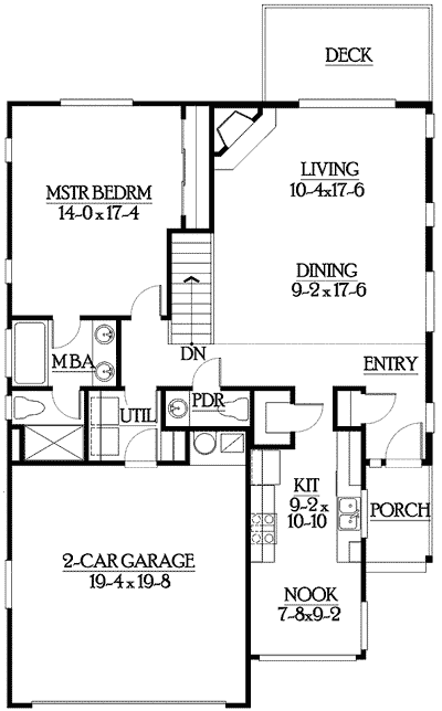 Plan 23390JD: Narrow Lot Home Plan with Lower Level - Floor Plan - Main Level - Craftsman, Northwest, Ranch