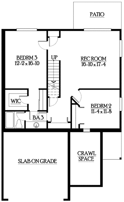 Plan 23390JD: Narrow Lot Home Plan with Lower Level - Floor Plan - Basement - Craftsman, Northwest, Ranch