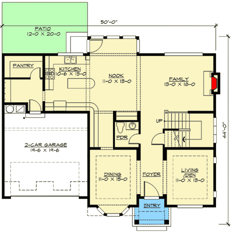 Plan 23406JD: Attractive Northwest Home Plan - Floor Plan - Main Level - New American, Northwest, Traditional
