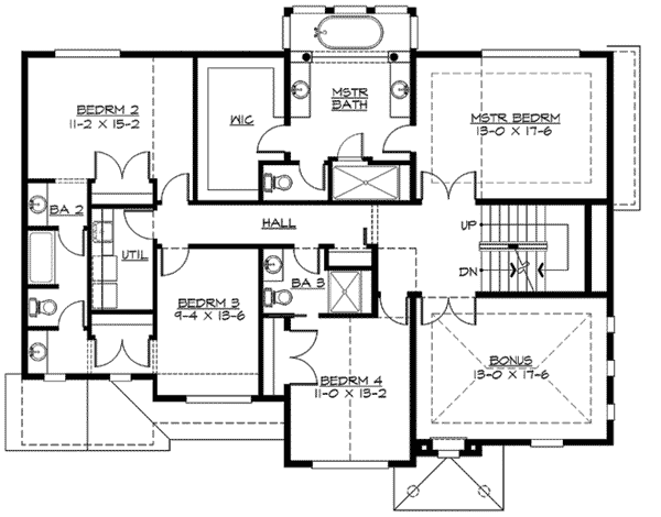 Plan 23407JD: For the Large Family - Floor Plan - 2nd Floor - Northwest, Traditional