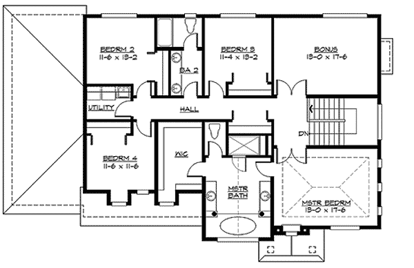 Plan 23417JD: For the Large Family - Floor Plan - 2nd Floor - New American, Northwest, Traditional