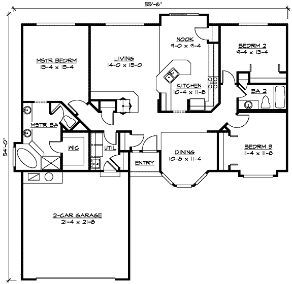 Plan 23424JD: Three-Sided Fireplace - Floor Plan - Main Level - Ranch