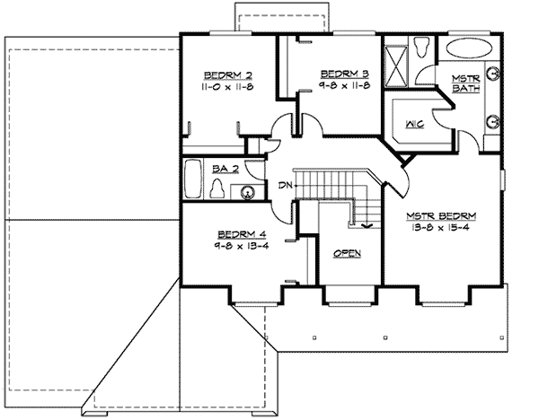 Plan 23437JD: Country Home Plan with Den - 2455 Sq Ft - Floor Plan - 2nd Floor - Country, Northwest