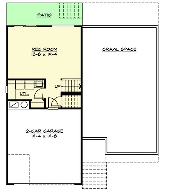 Plan 23445JD: Split Level Home with Rec Room - Floor Plan - Basement