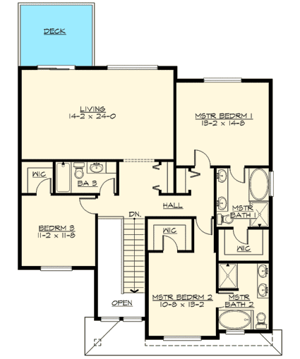 Plan 23460JD: Northwest Contemporary House Plan with Two Master Suites - Floor Plan - 2nd Floor - Contemporary, Northwest